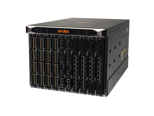 The HP Aruba CX 8400 is a modular core and aggregation switch offering robust scalability with 8 I/O module slots and advanced L3 routing. It features 32 10GbE SFP/SFP+ and 6 QSFP28 40/100GbE ports, with flexible expansion up to 256 10GbE ports. Engineered for high-resilience enterprise networks, this high-capacity switch delivers exceptional throughput and intelligent management capabilities.