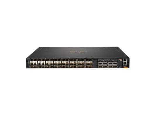 The Aruba CX 8325-48Y8C FB 6 F 2 PS is a high-performance data center switch featuring 48x 25G SFP28 and 8x 100G QSFP28 ports. Designed with advanced Layer 3 routing, it supports up to 100 Gbps speeds, and comes with 16GB RAM, 64GB SSD, and 8GB flash memory. Built for redundancy and reliability, it includes redundant fans and power supplies, and is backed by a 5-year warranty.