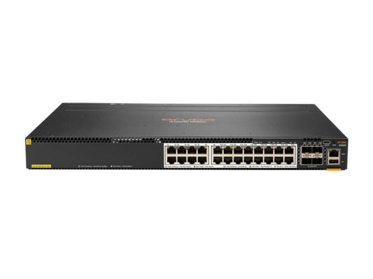 The HP Aruba 6300M 24SR5 CL6 PoE Switch is a versatile, high-performance stackable Layer 3 switch designed to meet modern enterprise networking demands. Equipped with 24 SmartRate PoE ports up to 60W and 4 multi-speed SFP ports, it delivers both power and speed. With robust Layer 3 routing protocols and advanced security features, this switch is ideal for scalable, secure, and efficient network infrastructures.