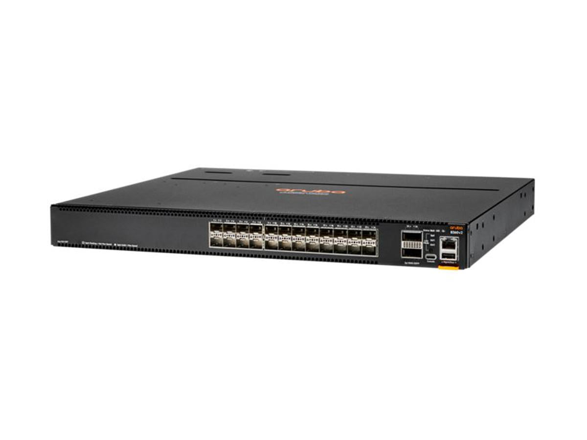 The HP Aruba 8360-24XF2C is a high-performance 10 Gigabit Ethernet switch designed for data-intensive network environments. This bundle offers 26 wired ports and robust memory specs, ensuring reliable throughput and network efficiency at 10Gbps. Ideal for enterprise-class data centers or campus core deployments.