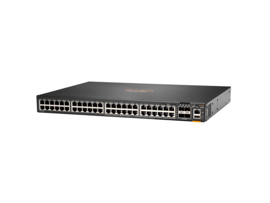 The HP Aruba 6200F 48G 4SFP+ is a fully managed Layer 3 rack-mountable switch with 52 ports, designed to deliver high-performance, low-latency connectivity. Featuring 48 PoE+ Ethernet ports and 4 SFP+ uplink ports, it's ideal for enterprise edge access deployments. With a switching capacity of 176 Gbps and throughput of 130.9 Mpps, it ensures fast data transfers for modern networks.