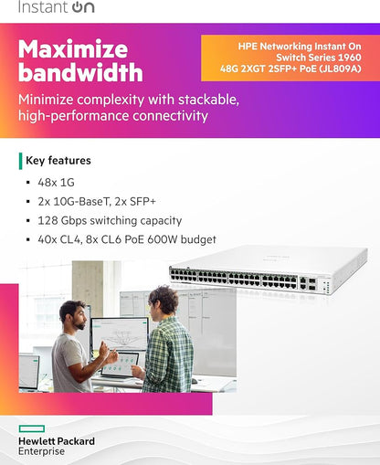 HPE Networking Instant On 1960 48G PoE 600W Switch JL809A#ABA
