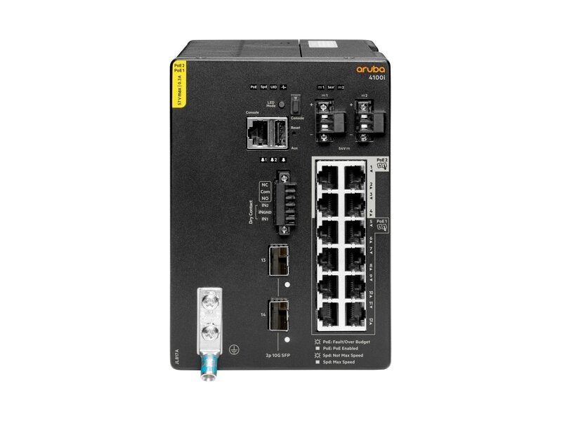 HP Aruba 4100i 12G CL4/6 PoE 2SFP+ DIN Switch JL817A