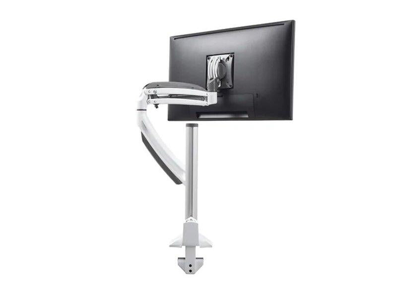 The CHIEF K1C120W is a white column mount with a two-link articulating arm designed for single monitor displays. Engineered for ergonomic performance and aesthetic integration, it supports streamlined installations in office, medical, or control room environments. Compliance with TAA regulations and U.S. manufacturing underscore its quality and government procurement suitability.