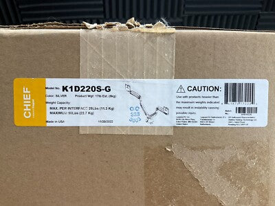 CHIEF K1D220S-G Kontour K1D Dual Monitor Desk Mount, Silver