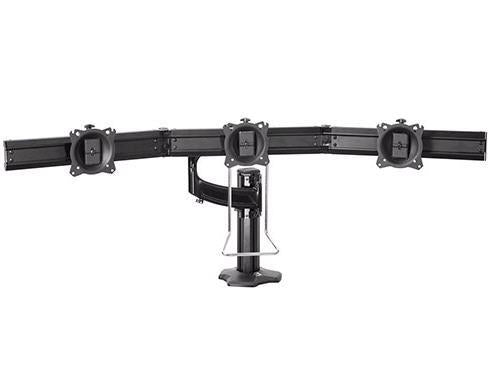 The CHIEF KONTOUR Array Adjustable Grommet Mount 3x1 (Black) offers a flexible and ergonomic display mounting solution ideal for professional workstations. Designed for precision and comfort, this TAA-compliant system supports up to three monitors in a 3x1 horizontal configuration. Manufactured in the United States, it ensures durability and compliance for government and enterprise installations.