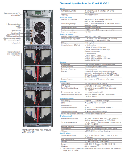 Eaton 9355 10KVA 208V Tower UPS with 32 Lead-Acid Batteries