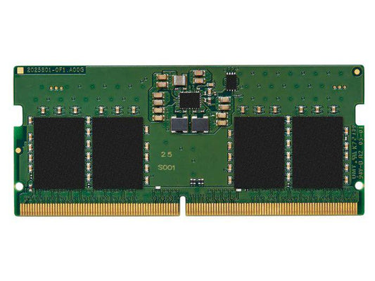 The Kingston 8GB DDR5 5600MT/s SODIMM is designed for high-speed notebook and compact system performance. With 5600 MHz memory speed and efficient DDR5 technology, it delivers faster bandwidth and power savings compared to DDR4 modules. Ideal for systems requiring reliable and TAA-compliant RAM.