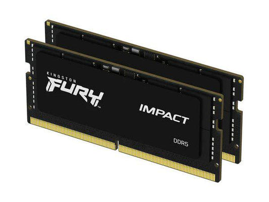 The Kingston FURY Impact 16GB kit delivers high-speed DDR5 performance with 4800MHz frequency and CL38 latency in a compact SODIMM form factor. Designed as a kit of two 8GB modules, it's suitable for upgrading compatible laptops and small form factor systems requiring top-tier memory responsiveness.