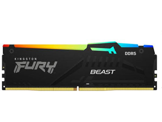 Designed for high-performance computing, the Kingston FURY Beast RGB delivers 16GB of cutting-edge DDR5 memory at 5200MT/s with a CL40 latency. Styled with dynamic RGB lighting, this module combines speed and aesthetics for gamers, creators, and workstation users.