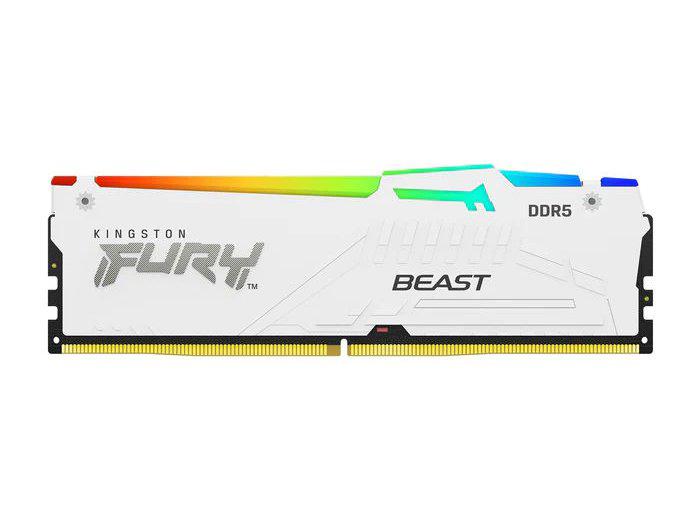 The Kingston 32GB DDR5 5200MT/s FURY BEAST is a high-performance desktop memory module featuring cutting-edge DDR5 technology. It combines 5200MHz speed, CL40 latency, and a stylish white RGB heatsink, optimized for XMP performance tuning. Ideal for gamers and power users seeking top-tier speed with customizable aesthetics.