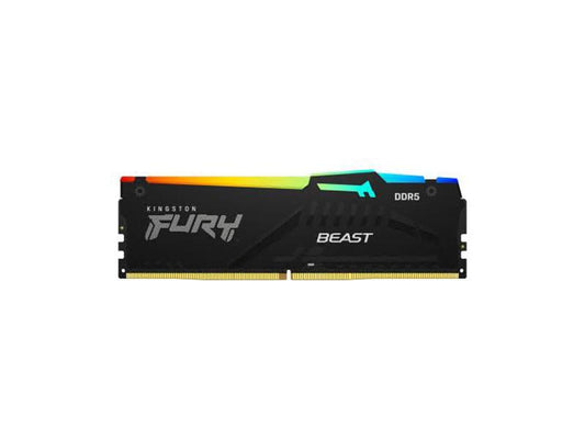 The Kingston FURY Beast RGB 32GB DDR5 kit delivers high-speed memory at 5600MT/s in a low-latency CL40 configuration. With dynamic RGB lighting and TAA compliance, this 2x16GB DIMM kit is engineered for modern PC enthusiasts and system builders. Ideal for performance-hungry applications and next-gen platforms.
