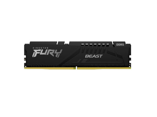 The Kingston FURY Beast 32GB DDR5 memory kit delivers high-speed performance with 5600MHz frequency and CL40 latency, ideal for gamers and content creators. This dual-channel kit (2x16GB) is TAA compliant and made in Taiwan, ensuring both regulatory compatibility and manufacturing quality.