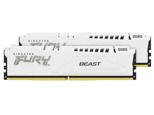 The Kingston FURY Beast 32GB DDR5 memory kit delivers cutting-edge performance with 5600MT/s speed and CL40 latency. Featuring a sleek white design and leveraging Intel XMP technology, it's optimized for high-end gaming and content creation builds. This dual-module (2x16GB) kit ensures stable, efficient multitasking and fast data handling.