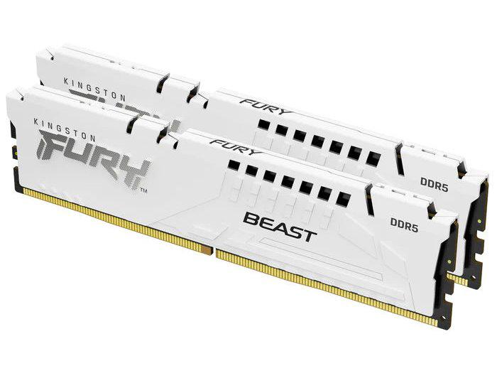 The Kingston Fury Beast White EXPO 64GB DDR5 kit features two high-performance DIMM modules rated at 6000MT/s and CL36 latency, optimized for next-generation computing tasks. Designed in a sleek white form and compliant with TAA standards, this memory kit ensures both performance and reliability for modern systems.