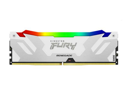 The Kingston 32GB DDR5 6400MT/s CL32 Fury Renegade RGB White delivers high-performance and overclocking-ready memory for power users and gamers. With a sleek white heat spreader and vibrant RGB lighting, it combines style with cutting-edge technology. Offering 6400MT/s speed and a CAS latency of 32, it ensures responsiveness and throughput in demanding computing environments.