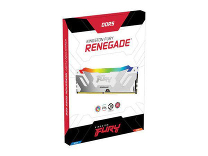 This 16GB Kingston Fury Renegade DDR5 RAM module delivers cutting-edge performance at speeds up to 7200MT/s, optimized for high-end gaming and professional computing tasks. Featuring a sleek white heat spreader with RGB lighting and XMP support, it combines aesthetics with powerful performance for enthusiast builds.