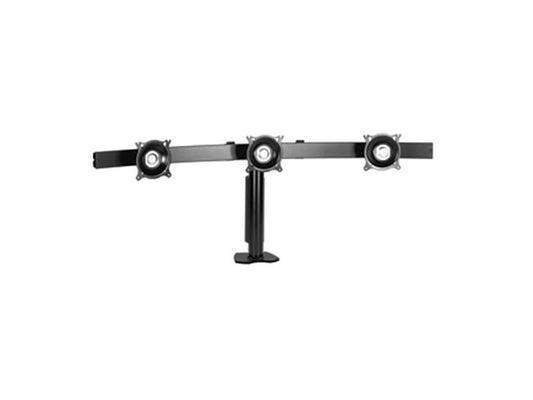 The CHIEF KTC325B Widescreen Triple Horizontal Desk Clamp Mount offers ergonomic monitor handling with fingertip positioning for triple-display setups. Designed to support monitors up to 20 lbs each, it enhances workspace efficiency while maintaining a sleek, professional look suitable for advanced trading floors, design environments, or productivity-driven workstations.