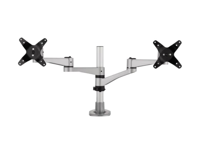 The ViewSonic Dual Monitor Mounting Arm offers comprehensive articulation for dual displays, allowing custom configurations such as landscape-landscape, portrait-portrait, or mixed orientation setups. Engineered for flexibility and durability, it supports monitors up to 24 inches and 22 pounds per arm with VESA compatibility, making it ideal for ergonomic workspaces and productivity-driven users.