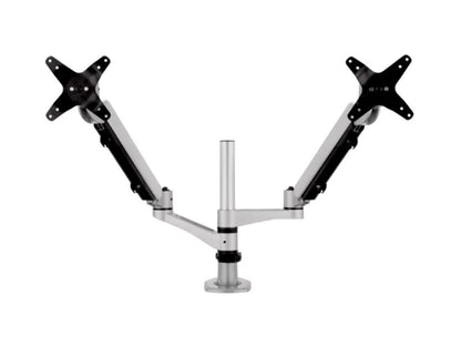 ViewSonic's Spring-loaded Dual Monitor Mounting Arm offers a flexible and ergonomic solution for dual monitor setups. With support for monitors up to 27 inches each, this arm allows vertical lift, tilt, and multiple orientation options such as landscape or portrait. Compatible with VESA 75x75 and 100x100 standards, it enhances productivity and user comfort through a robust, adjustable design.