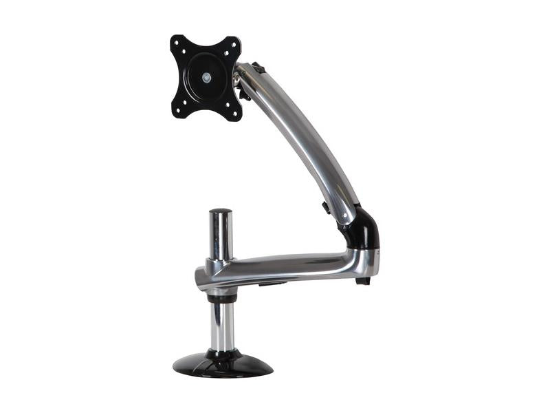 Grommet Base Desktop Monitor Arm Mount from PEERLESS supports up to 38-inch monitors and a maximum weight of 17.8lb (8.1kg). Its aluminum construction and full articulation deliver ergonomic flexibility with tilt, swivel, and rotation adjustments. Ideal for reducing strain and optimizing productivity.