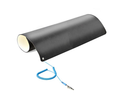 This ESD mat from StarTech helps safeguard sensitive electronic components by dissipating static charges during repair, assembly, or testing. Measuring 23 x 47 inches, the beige anti-static mat is ideal for desks, tables, server rooms, or labs requiring electrostatic discharge (ESD) control. ANSI/ESD S4.1 compliance makes it suitable for professional environments.