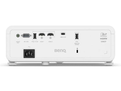 The BENQ LH650 is a 4000 ANSI lumen full HD laser projector designed for bright, professional environments. Featuring two HDMI 2.0b ports, USB Type-A connectivity, and a powerful image contrast ratio of 3,000,000:1, this projector delivers crisp and vivid visuals in a compact white chassis. With advanced keystone correction and versatile inputs, it offers flexible installation and high-performance output for business, education, and signage applications.