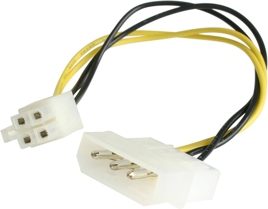 StarTech 6in LP4 to P4 Power Cable Adapter – LP4 Female to 4-pin ATX12V Male