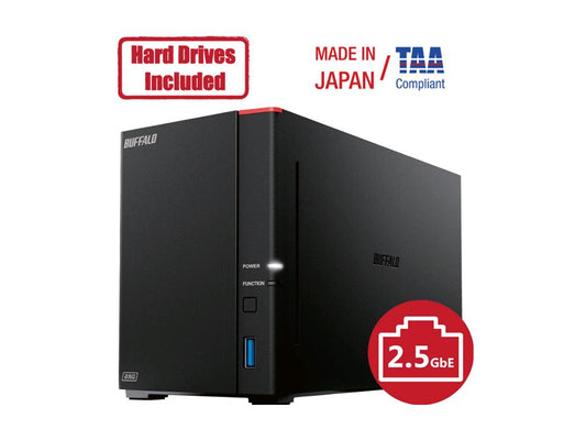 The BUFFALO 16TB LinkStation SOHO 720DB is a compact and powerful 2-bay NAS designed for small office and home office environments. Featuring dual 8TB drives, a hexa-core processor, and 2.5GbE connectivity, it delivers multi-gigabit performance for seamless media streaming and cross-platform backup. It supports Time Machine and includes NovaBACKUP software for efficient data protection.