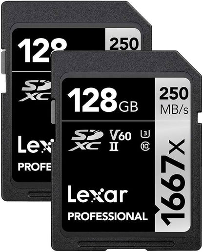 Lexar Professional 1667x 128GB SDXC UHS-II Memory Card 2-Pack