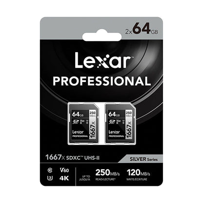 LEXAR PRO 1667x SDXC 64GB UHS-II U3 Memory Card 2-Pack