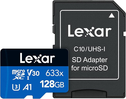 Carte MicroSDXC UHS-I haute performance Lexar 633x 128 Go avec adaptateur