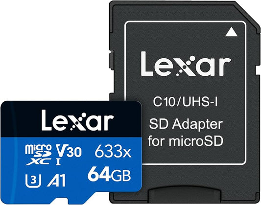 Carte MicroSDXC haute performance Lexar 64 Go 633x UHS-I avec adaptateur SD