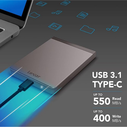 Lexar SL200 512GB External SSD USB 3.1 Type-C (Gray)
