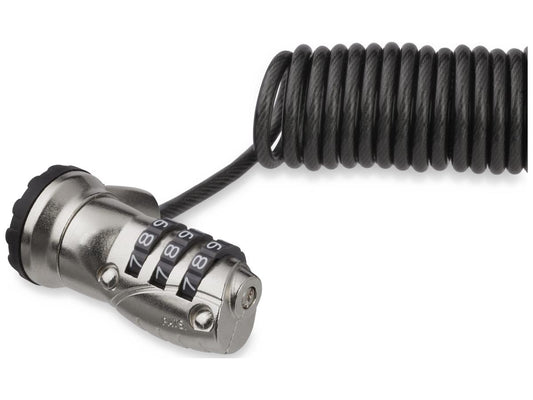This 6ft coiled laptop cable lock from StarTech secures your K-slot compatible laptop, desktop, or monitor with a durable steel cable and a resettable 3-digit combination. With a compact, self-coiling design and anti-theft features like a vinyl coating and scratch-prevention rubber end, it’s ideal for professionals on the go.