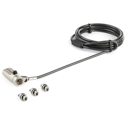 Câble antivol à combinaison StarTech Nano Slot pour ordinateur portable, câble en acier de 2 m