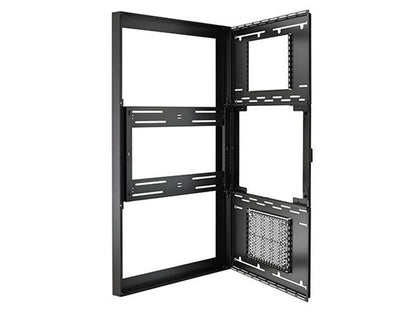 The CHIEF 49inch Portrait On-Wall Kiosk with Glass in black is a sleek and secure enclosure designed to support digital signage displays in portrait orientation. Engineered for professional commercial settings, it features a durable build and TAA compliance, making it suitable for government and enterprise installations. With a minimal profile and integrated glass protection, this kiosk offers both aesthetics and functionality.