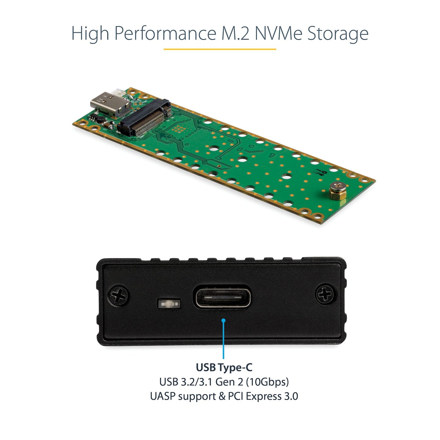 StarTech USB-C to M.2 NVMe PCIe SSD Enclosure, 10Gbps, Black, M2E1BMU31C
