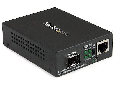 Convert and extend network signals over Gigabit fiber using the SFP transceiver of your choice. The StarTech MCM1110SFP media converter supports 10/100/1000 Mbps environments and features a compact, rugged design. It's ideal for IT professionals looking to bridge copper Ethernet and fiber networks efficiently.