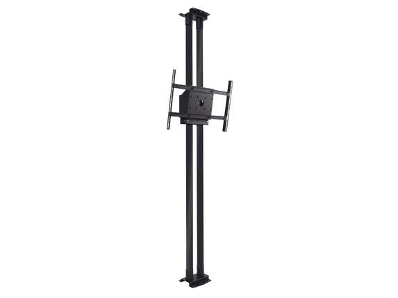 The Peerless Dual Pole Floor to Ceiling Mount Kit is designed for 46 to 90-inch displays, offering a high weight capacity of up to 211 pounds and a sleek black finish. It features a +20/-5 degree tilt for flexible viewing angles, making it ideal for both commercial and professional environments. This USA-manufactured, TAA-compliant solution ensures robust performance and quick integration.