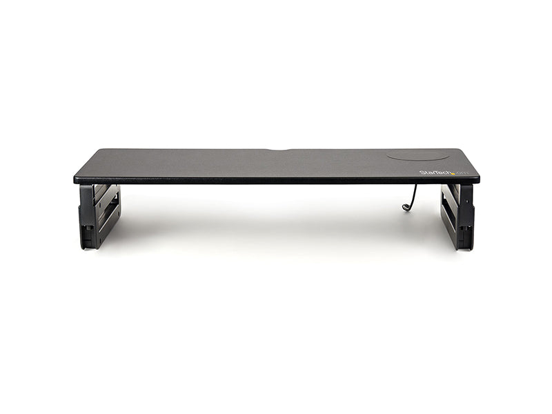 Elevate your workstation ergonomics and reduce desk clutter with the StarTech Monitor Riser Stand featuring an integrated 15W Qi-certified wireless charging pad. Supporting up to 33 lbs, its adjustable height settings and anti-slip feet ensure both comfort and stability. Ideal for users seeking a space-efficient solution to charge devices while optimizing screen alignment.