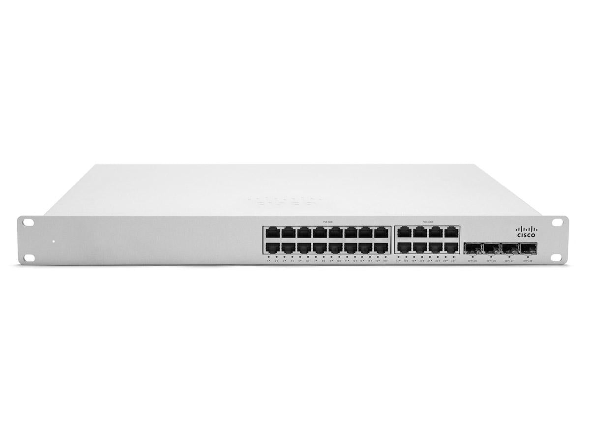 The Cisco Meraki MS350-24X is a 24-port multigigabit, Layer 3, stackable switch with 740W UPoE, offering robust performance and simplified cloud-based management. Designed for enterprise campus and branch deployments, it combines high-speed connectivity, data visibility, and ease of use. Its intuitive management interface and advanced features streamline network operations and reduce complexity.
