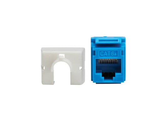 Eaton Tripp Lite Series Cat6a Keystone Jack - 4PPoE Compliant, 110/Krone, 568A/B, RJ45 Ethernet, Blue, TAA