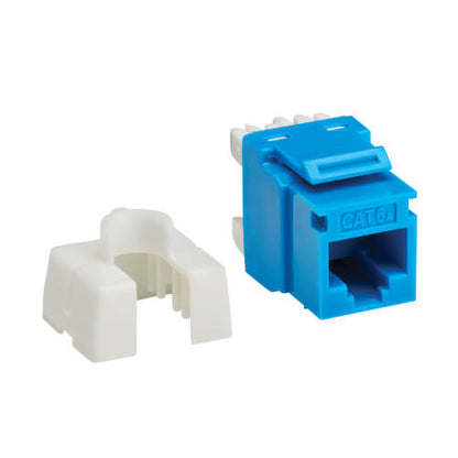 Prise Keystone Eaton Tripp Lite Cat6a, 4 ports PoE, RJ45, bleue, conforme TAA