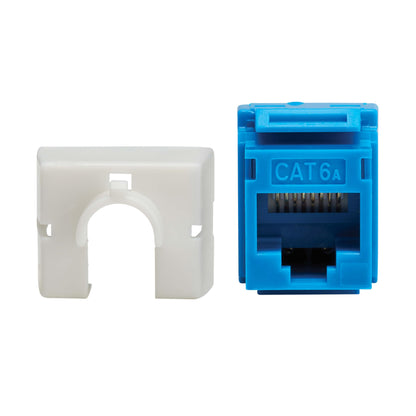 Prise Keystone Eaton Tripp Lite Cat6a, 4 ports PoE, RJ45, bleue, conforme TAA