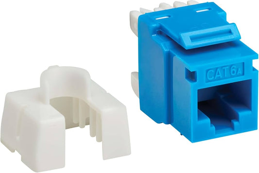 Lot de 25 prises Keystone Eaton Tripp Lite Cat6a, bleues, 4 ports PoE, RJ45, TAA
