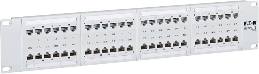 Eaton Tripp Lite 48-Port Cat6 Patch Panel, 4PPoE, 2U Rack-Mount, TAA, White