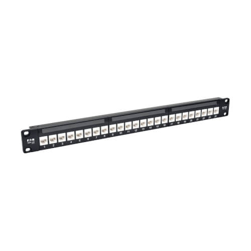 Eaton Tripp Lite 24-Port Cat6a Feed-Through Patch Panel, 1U Rack-Mount, TAA