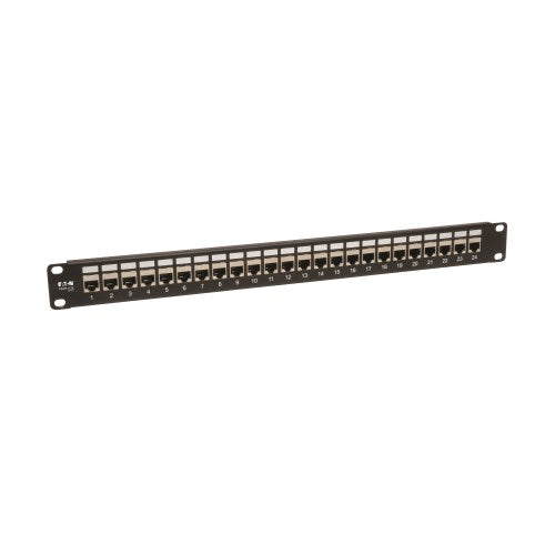 Eaton Tripp Lite 24-Port Cat6a Feed-Through Patch Panel, 1U Rack-Mount, TAA