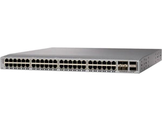 The Cisco Nexus 9348GC-FXP is a high-performance 1U rack-mountable switch offering 48x 100M/1G BASE-T ports, 4x SFP28 ports, and 2x 40/100-Gbps QSFP28 uplinks. Engineered for enterprise-scale Layer 2 and Layer 3 networking, it delivers excellent throughput with 696 Gbps bandwidth. Additional features include 24 GB RAM, 128 GB SSD, redundant hot-swappable power supplies, and a 1-year hardware warranty, making it ideal for top-of-rack and dense edge deployments.